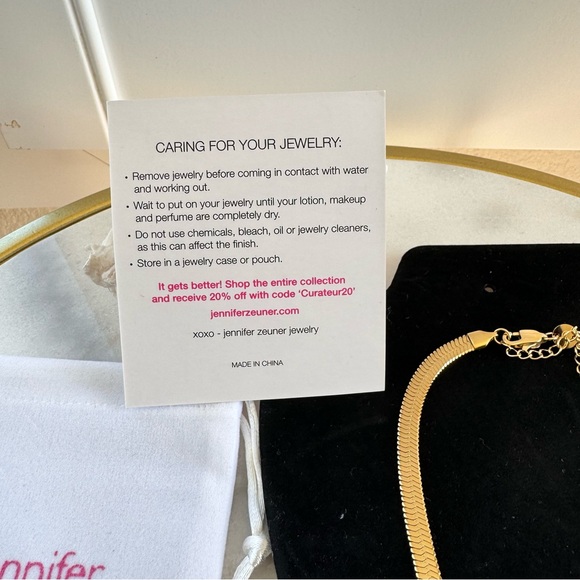 Jennifer Zeuner Flat Gold Snake Chain Necklace - New w/ Pouch & Care Card - Picture 9 of 9